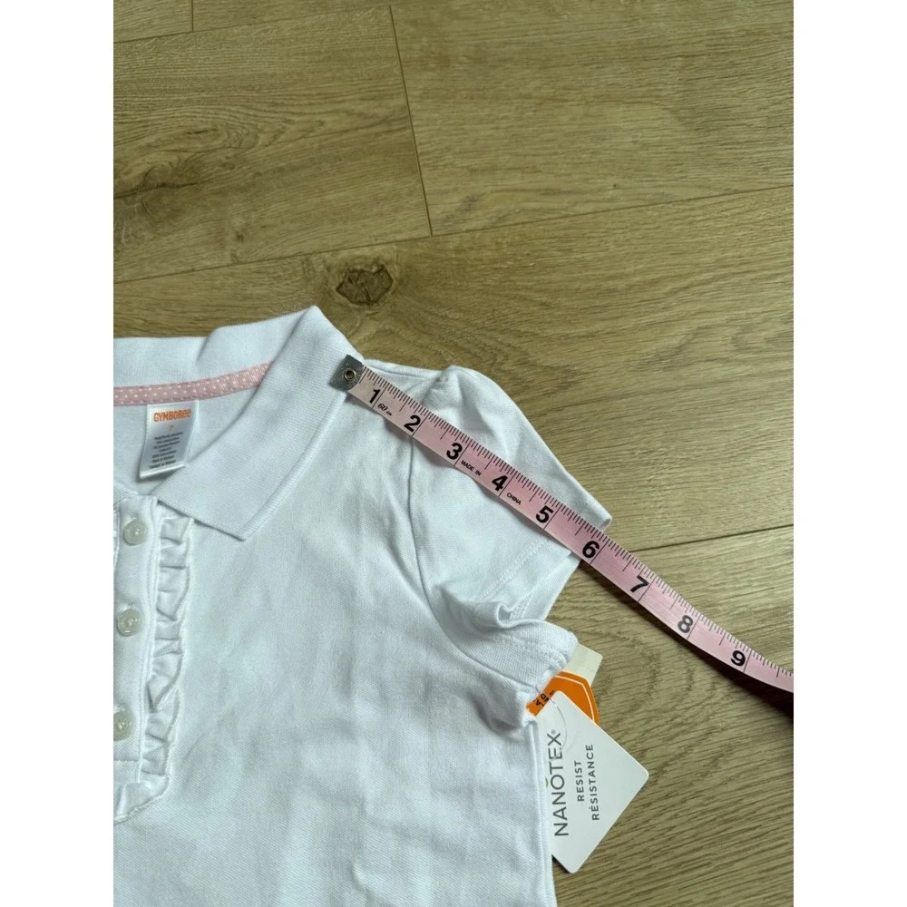NWT Girls Kid Gymboree playproof uniforms nanotex short sleeve polo white size 7
